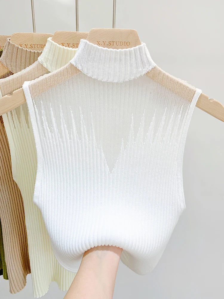 Mesh Cutout Knit Top