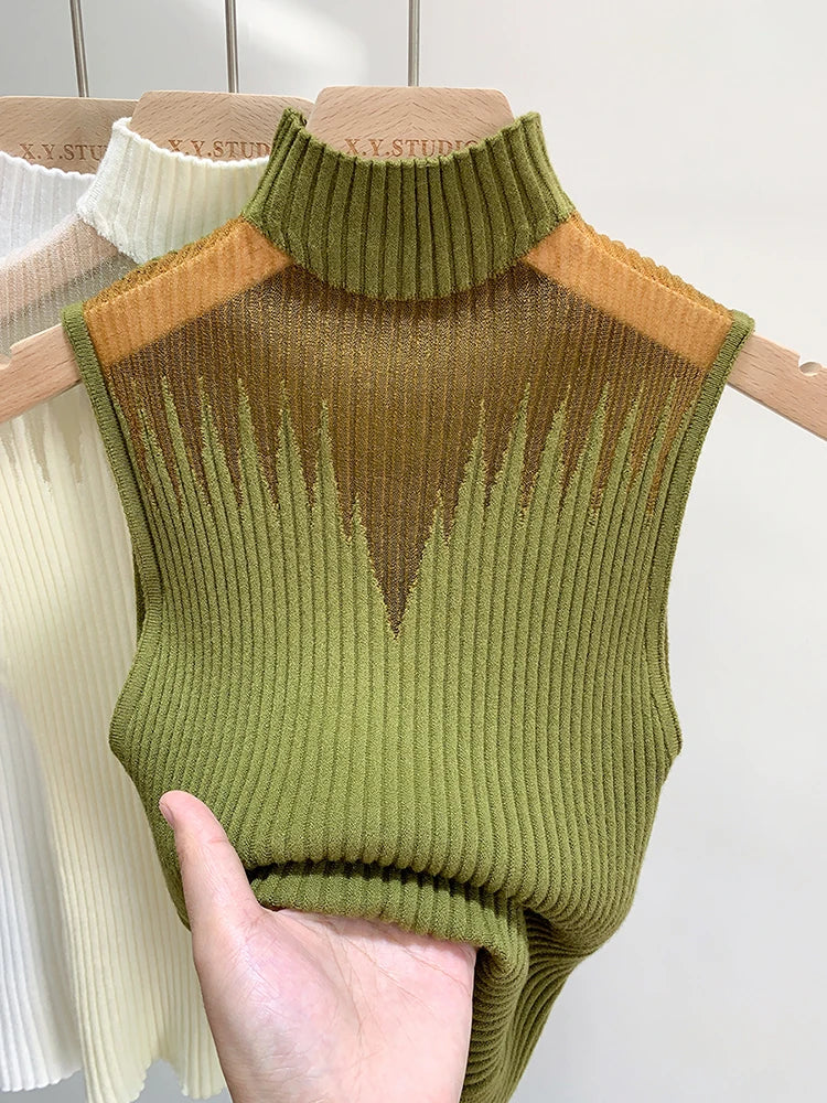 Mesh Cutout Knit Top