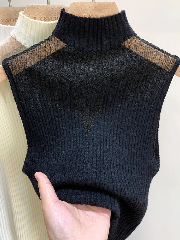 Mesh Cutout Knit Top