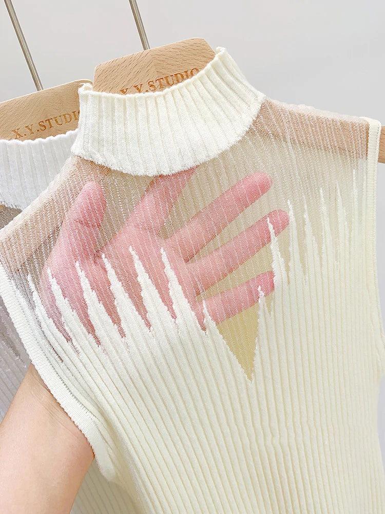 Mesh Cutout Knit Top